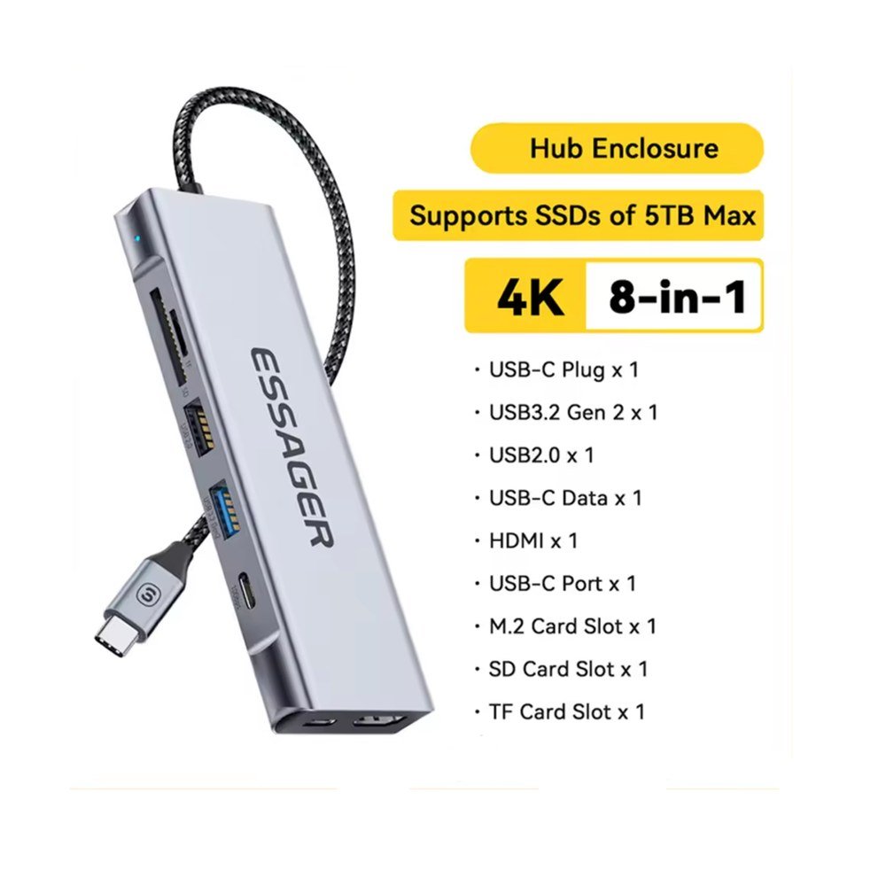 قاعدة توصيل متعددة الوظائف (8 في 1) مع دعم M.2 SSD